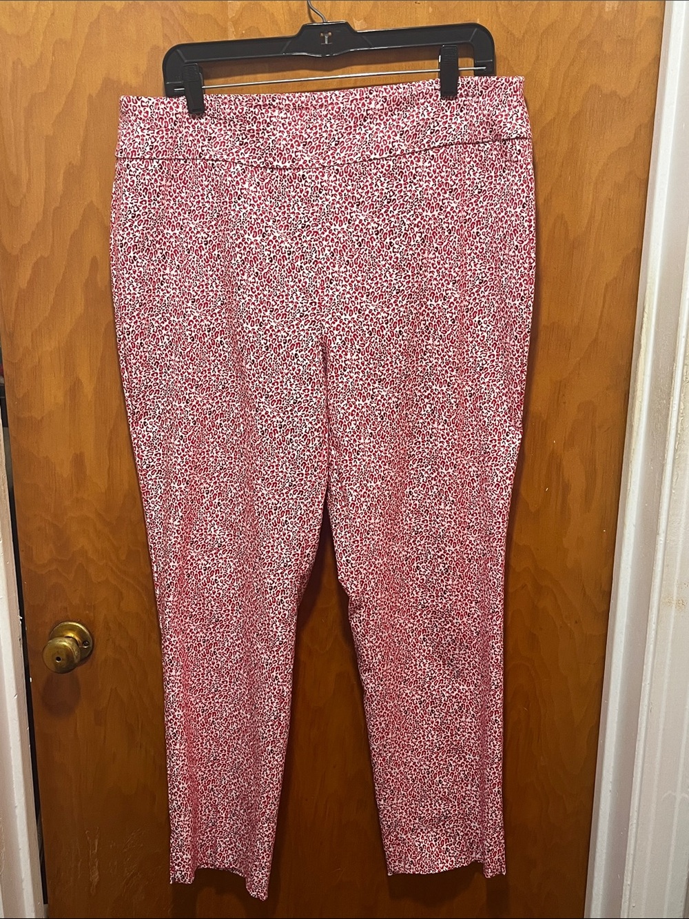Slim Ankle Pants in Red Cheetah Print